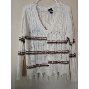 Daytrip Striped Distressed Oversized Sweater (S)